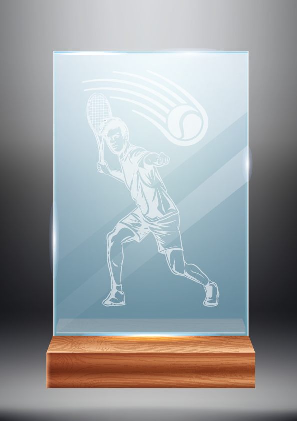 Světle modrá skleněná trofej | Tenis
