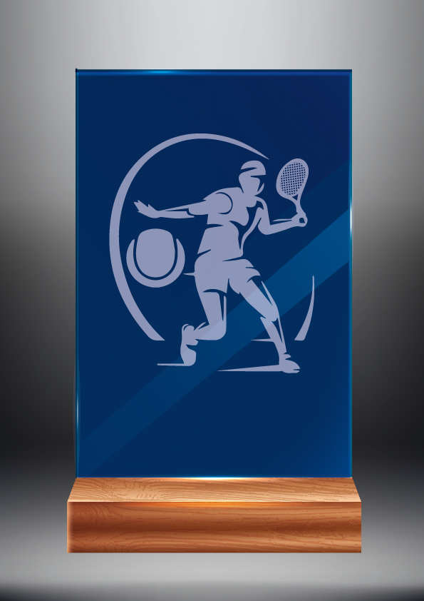 Tmavě modrá skleněná trofej | Tenis