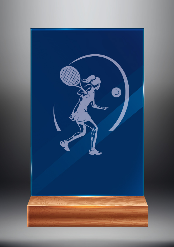 Tmavě modrá skleněná trofej | Tenis