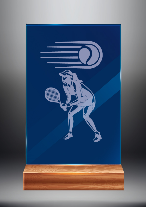 Tmavě modrá skleněná trofej | Tenis