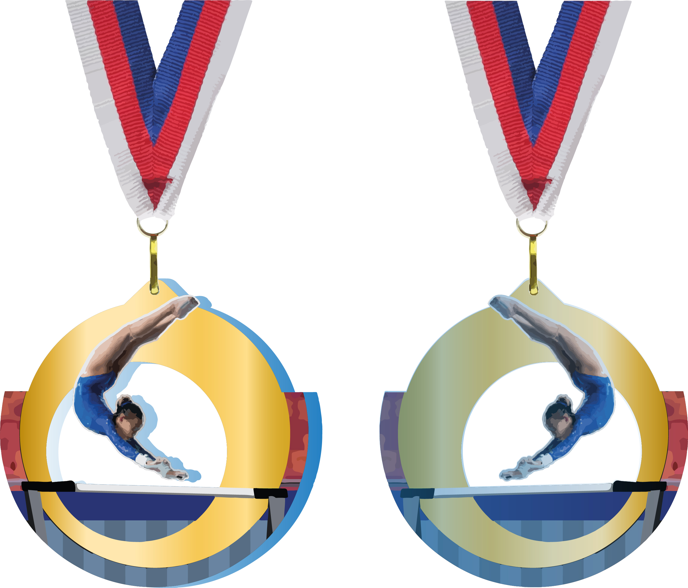 Akrylátová medaile | Gymnastika hrazda Barva: Stříbrná