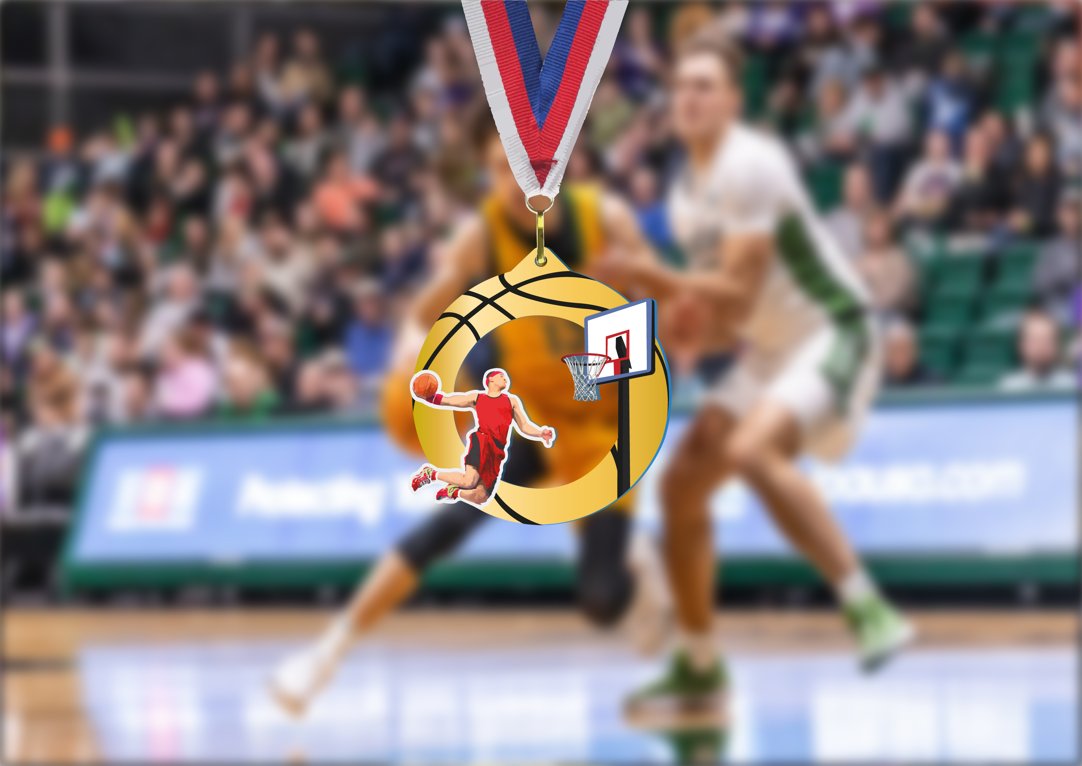 Akrylátová medaile |  Basketbal Barva: Střírná