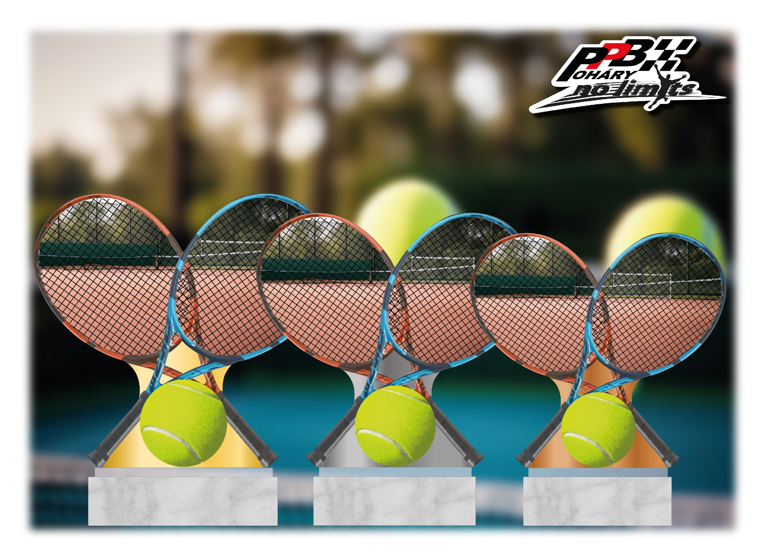 Akrylátová plaketa na mramorovém podstavci | Tenis Barva: Bronzová, Výška: 15 cm