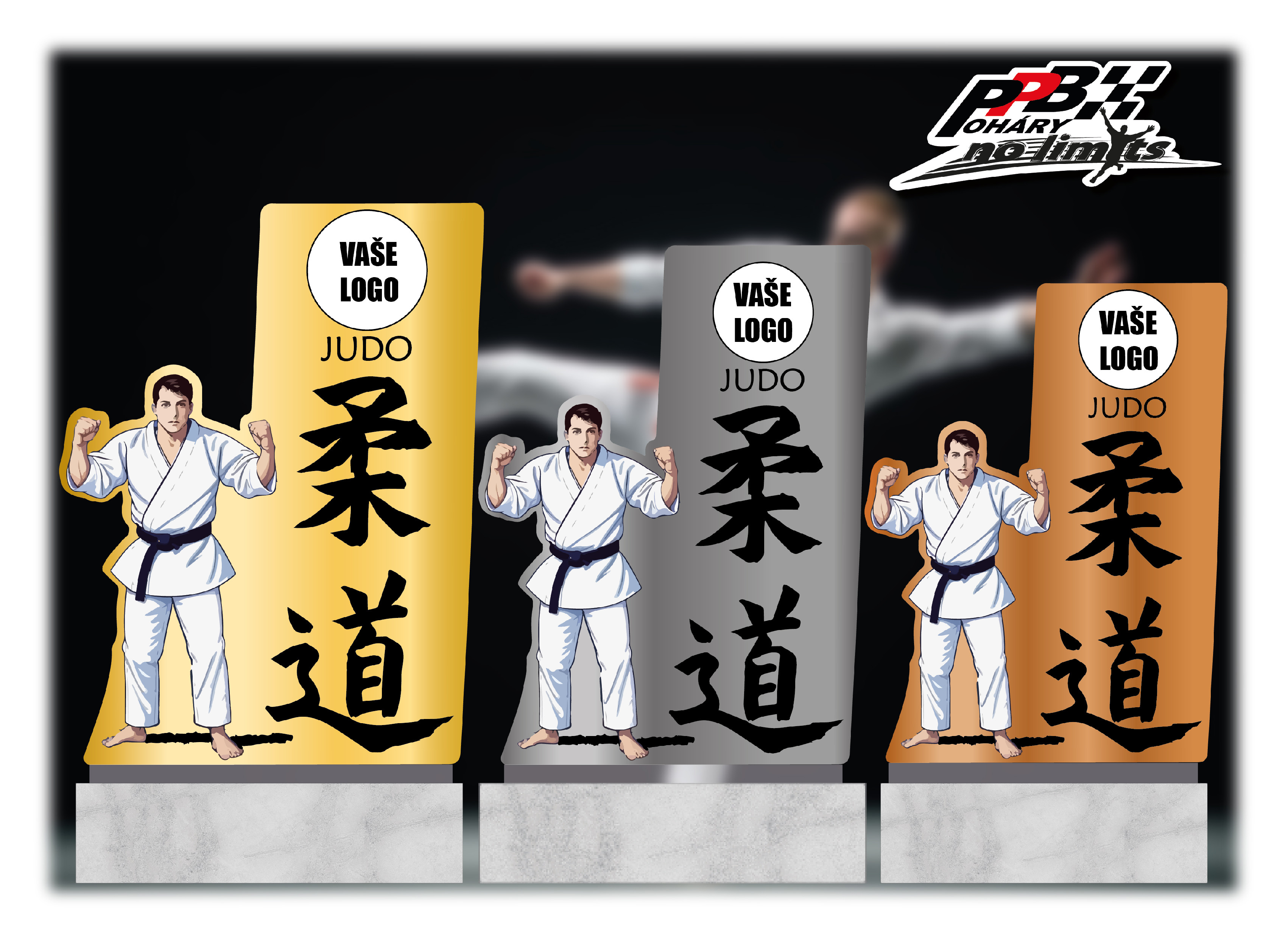 Akrylátová plaketa na mramorovém podstavci | Judo Barva: Bronzová, Výška: 15 cm