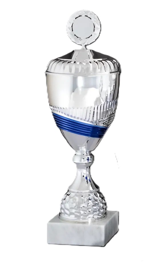 Kovový pohár s poklicí | Stříbrno-modrý Výška: 48 cm