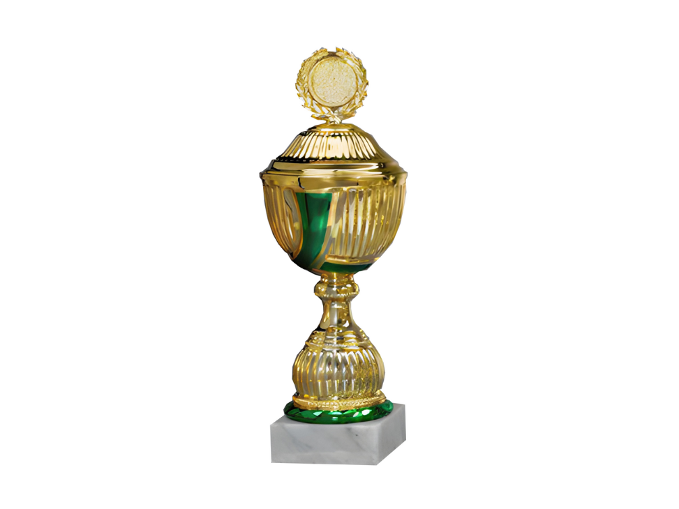 Kovový pohár s poklicí | Zlato-zelený Výška: 35 cm