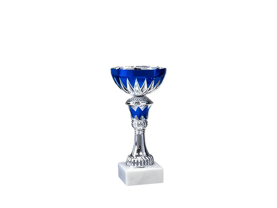 Kovový pohár | Stříbrno-modrý Výška: 18 cm