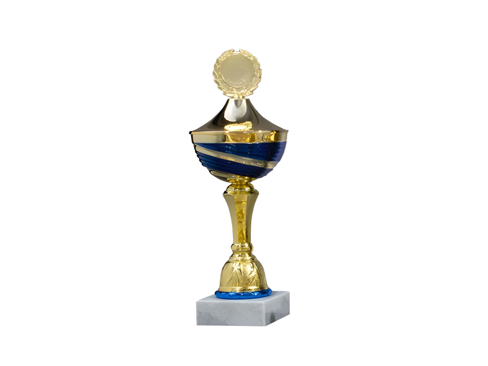 Kovový pohár s poklicí | Zlato-modrý Výška: 30 cm