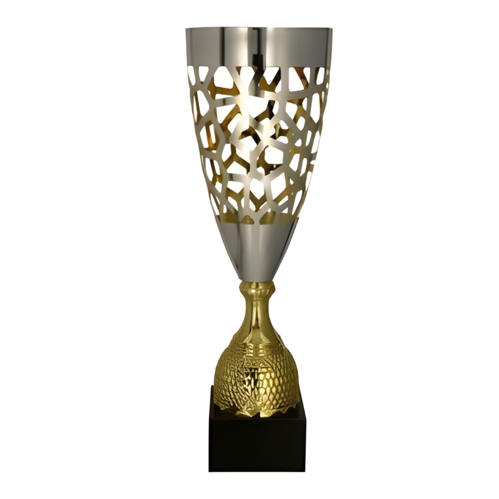 Kovová trofej | Zlato-stříbrná Výška: 44 cm, Průměr: 14 cm