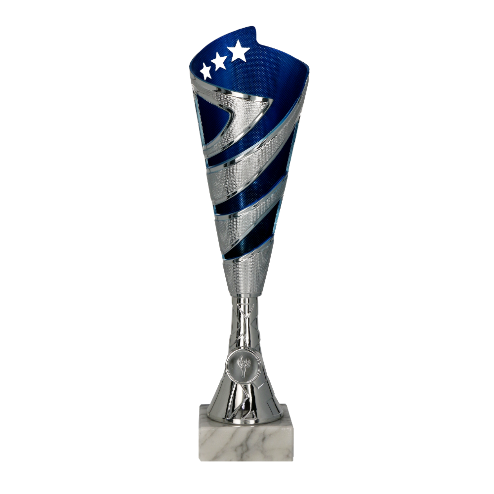Plastová trofej | Stříbrno-modrá Výška: 32,5 cm