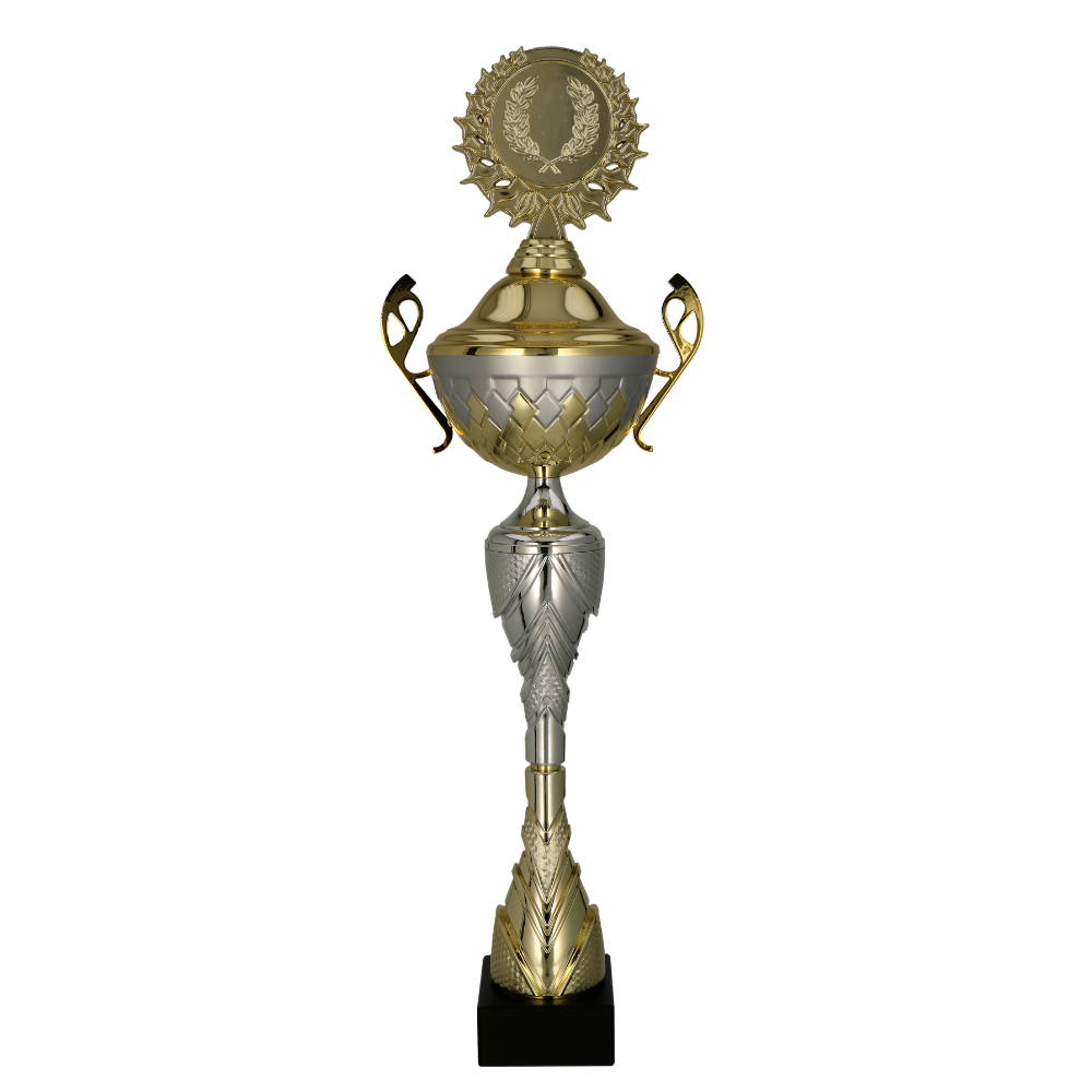 Kovový pohár s poklicí | Zlato-stříbrný Výška: 41,5 cm, Průměr: 14 cm