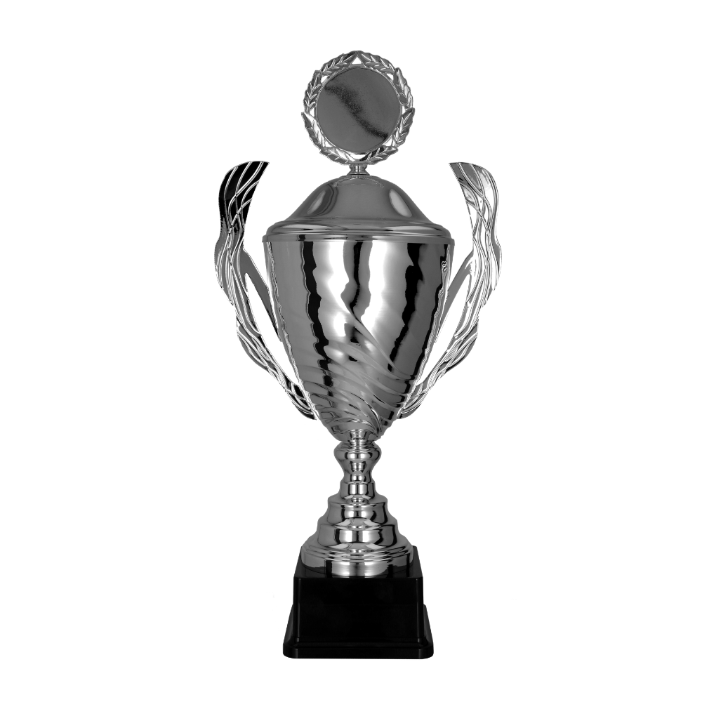 Kovový pohár s poklicí | Stříbrný Výška: 46 cm, Průměr: 18 cm