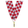 Barevná stuha s karabinkou 22 mm | Červená šachovnice
