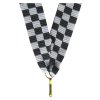 Barevná stuha s karabinkou 11 mm | Černá šachovnice
