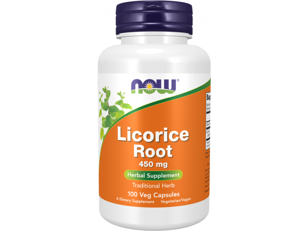 Now Foods Licorice Root, Kořen lékořice, 450 mg, 100 rostlinných