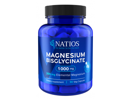 NATIOS Magnesium Bisglycinate 1000 mg + B6, 90 veg. kapslí, (elem. hořčík 200 mg)
