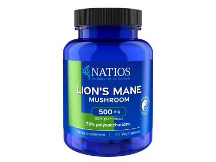NATIOS Lion’s Mane Extract 500 mg, (30% polysacharides), 90 veganských kapslí