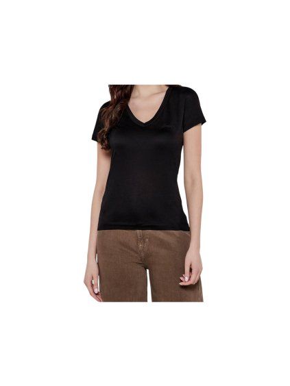 Dámská trička GUESS VN SS Light Basic Tee černé (Damské oblečení XL)