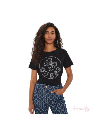 Dámská trička GUESS NOÉMIE SS - ČERNÉ