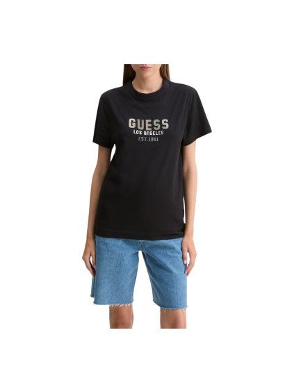Dámský top GUESS s logem PYRAMIDE STUDS, černá