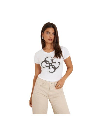 Dámský top GUESS s logem SS RN 4G, bílý