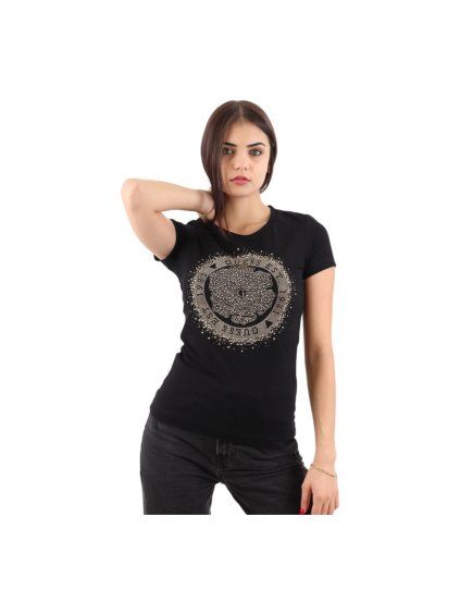 Dámské tričko GUESS SS CN ROUND CAMELIA BLACK