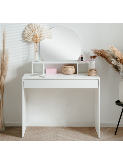 Bílý toaletní stolek se zrcadlem