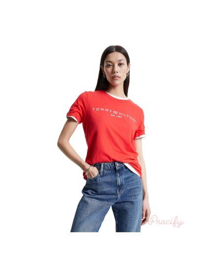 Dámské tričko TOMMY HILFIGER s logem -  červené