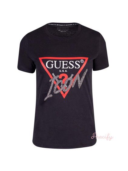 Dámský top GUESS s krátkým rukávem a logem CN ICON TEE, černý