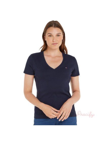 Dámský top Tommy Hilfiger tmavě modrý žebrovaný