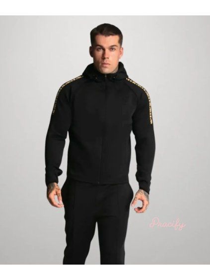 Pánská mikina FULL ZIP SIKSILK - černá s logem na rukávu