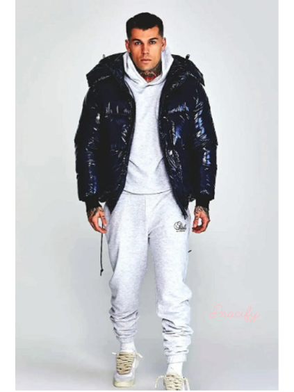 SikSilk lesklá péřová bunda 26730 - Námořnická modrá