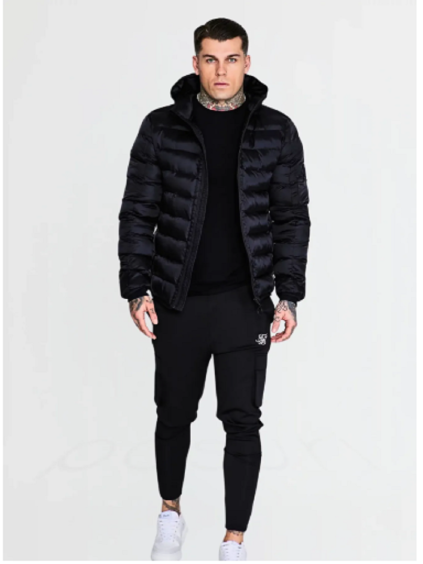 Pánská prošívaná bunda SIKSILK BUBBLE 27485 - Čern