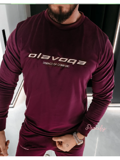 OLAVOGA Pánská velurová souprava SKIP - Maroon