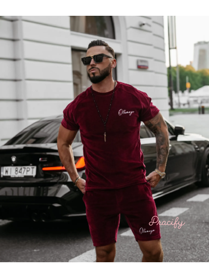 Pánská velurová souprava OLAVOGA Men NIGHT THREAD - Maroon