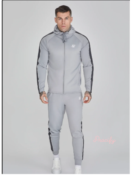 SikSilk pánská tepláková souprava 26183 - šedá