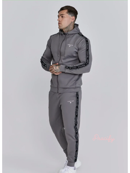 SIKSILK pánská tepláková souprava 26682 - šedá + černá