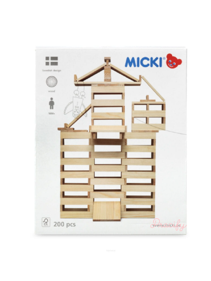 Dřevěné stavební kostky Micki 200 ks.