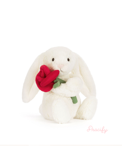 Krémový králíček Jellycat s růží