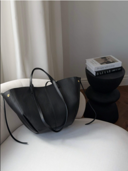 Černá kožená maxi taška Poli