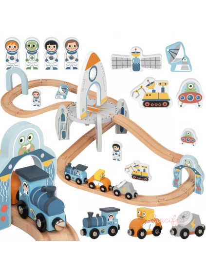 TOOKY TOY Dřevěná sada vesmírných vláčků