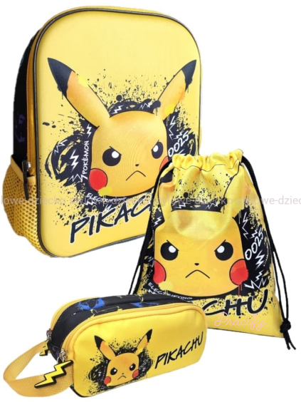 Sada 3D batohu pro předškoláky + tašky + penálu Pokémon 30 cm