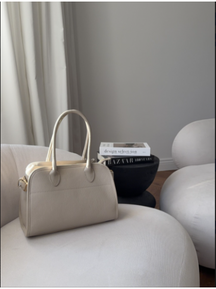 Dámská kožená midi kabelka ROW světle béžová