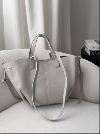 Dámská kožená midi kabelka Poli, popelavě šedá