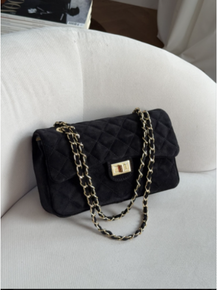 Dámská kabelka Chanel, černá semišová