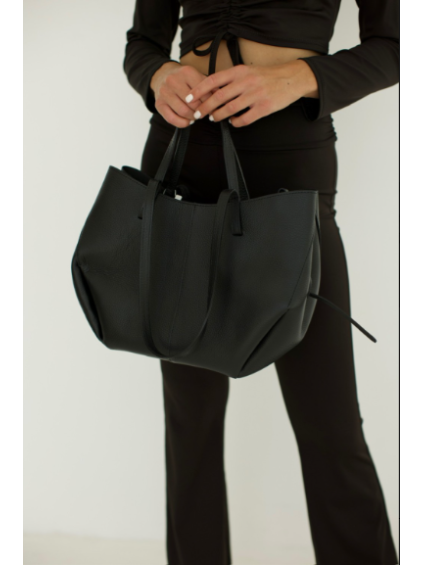 Dámská kožená midi kabelka Poli 2, černá