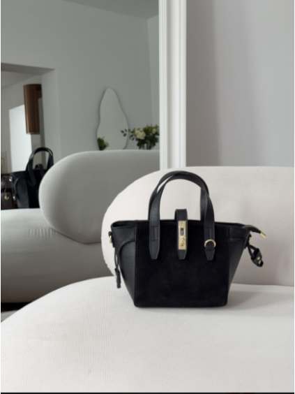 Dámská kožená kabelka se semišovými prvky, Marcella černá