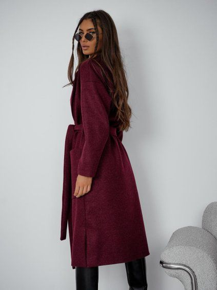 Plaszcz damski Me Gusta bordowy (1)