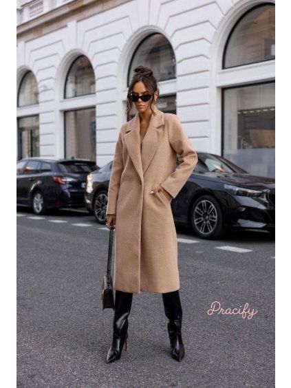 Plaszcz damski w jodelke Cocomore bezowy