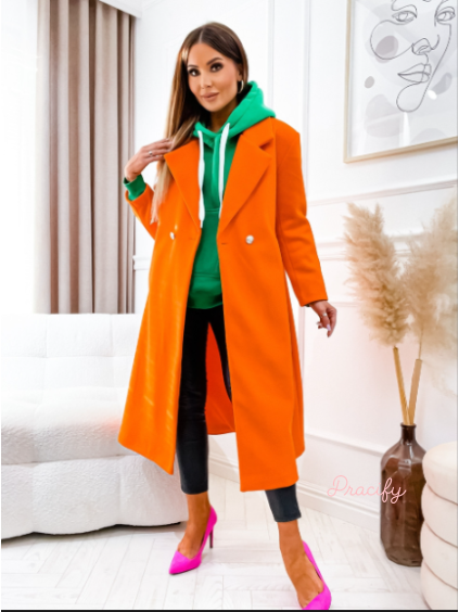 Kabát BOSCO OVERSIZE ORANŽOVÝ (Damské oblečení S)